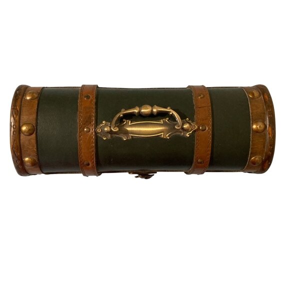 Small Decorative Wood Treasure Chest Jewelry Box With Brass Accents - Picture 4 of 10